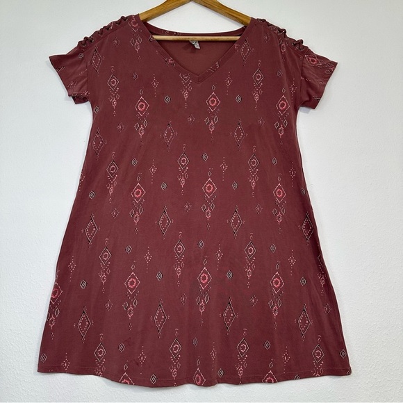 Mudd Aztec Mini Trapeze Boho Women’s Geometric Dress - Picture 2 of 12